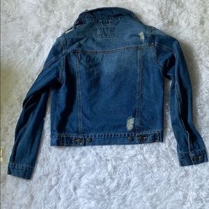 Dark washed distressed jean jacket